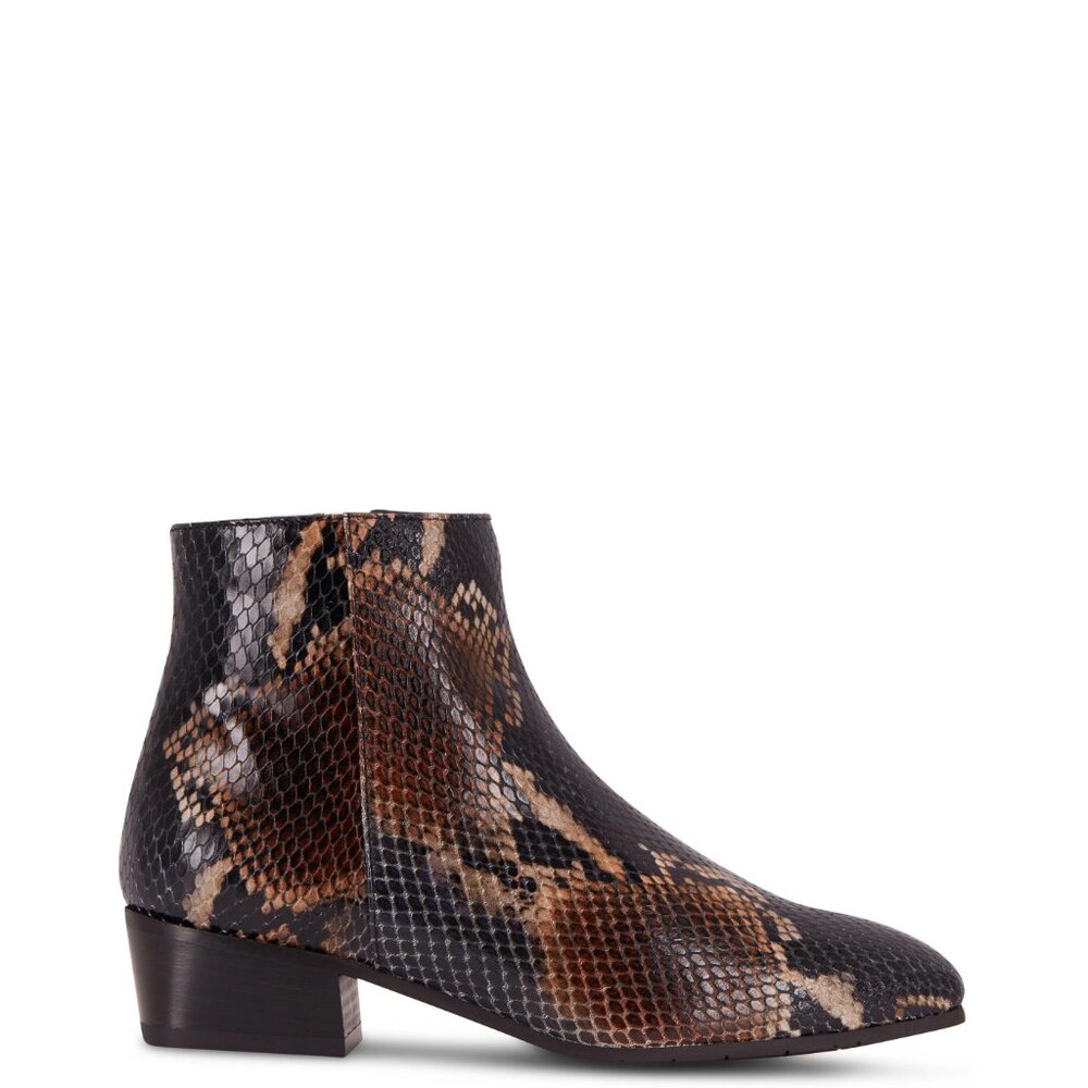 AQUATALIA  FUOCO SNAKE PRINT NAVY/BROWN LEATHER BOOTIES SIZE 8 NWT